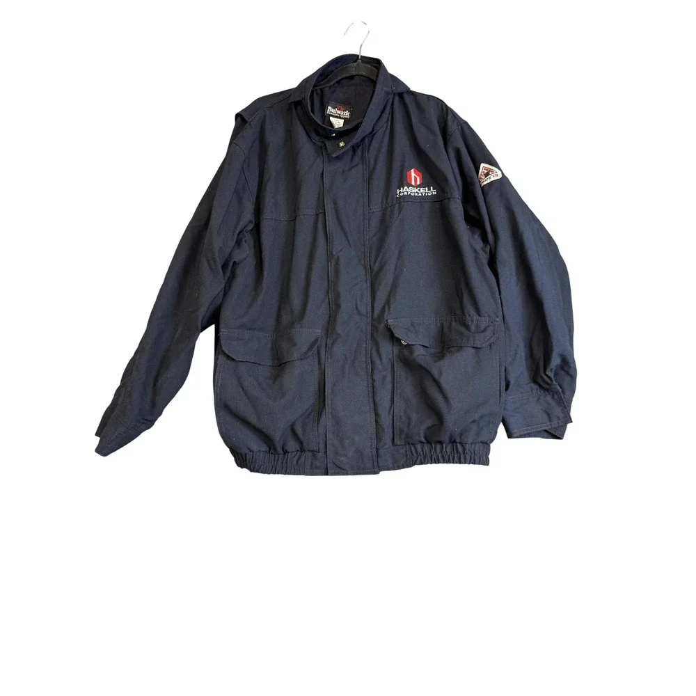 Bulwark Jacket Mens Large Navy Blue Flame Resistant‎ FR Haskell Workwear Nomex